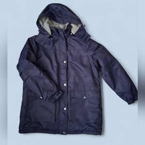 Woman Within Parka Ski Jacket Navy Blue Detachable Hood Fleece Lining 14/16W